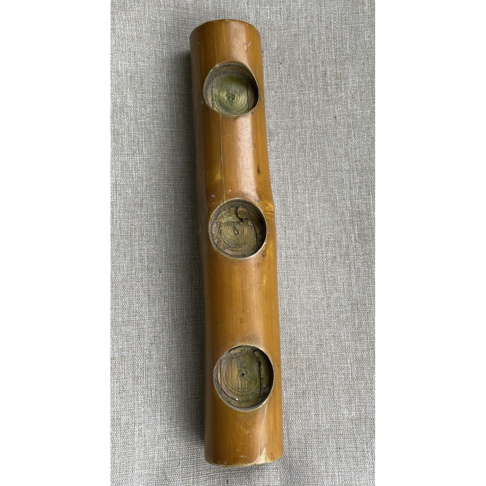 Bamboo Wooden Tea light 3 Candle Holder Vintage Decor Cabin Handmade Decor Rare